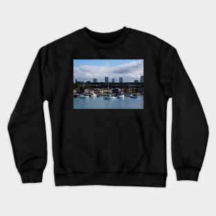 Newport Harbor Boats and Buildings Crewneck Sweatshirt